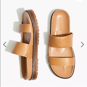 Madewell The Charley Double-Strap Slide Sandal in Desert Camel